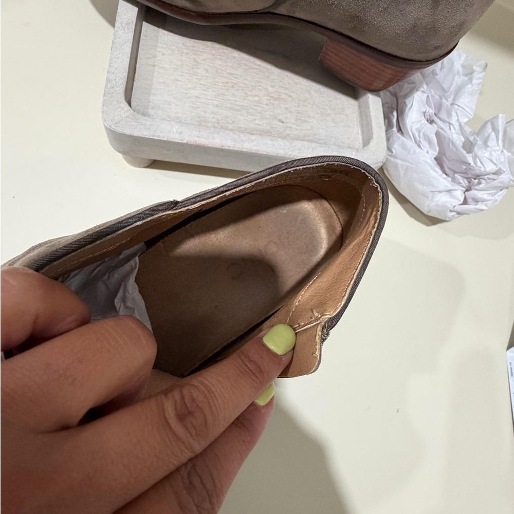 Vionic Taupe Suede Ankle Booties with Tassel Zip - Picture 10 of 11